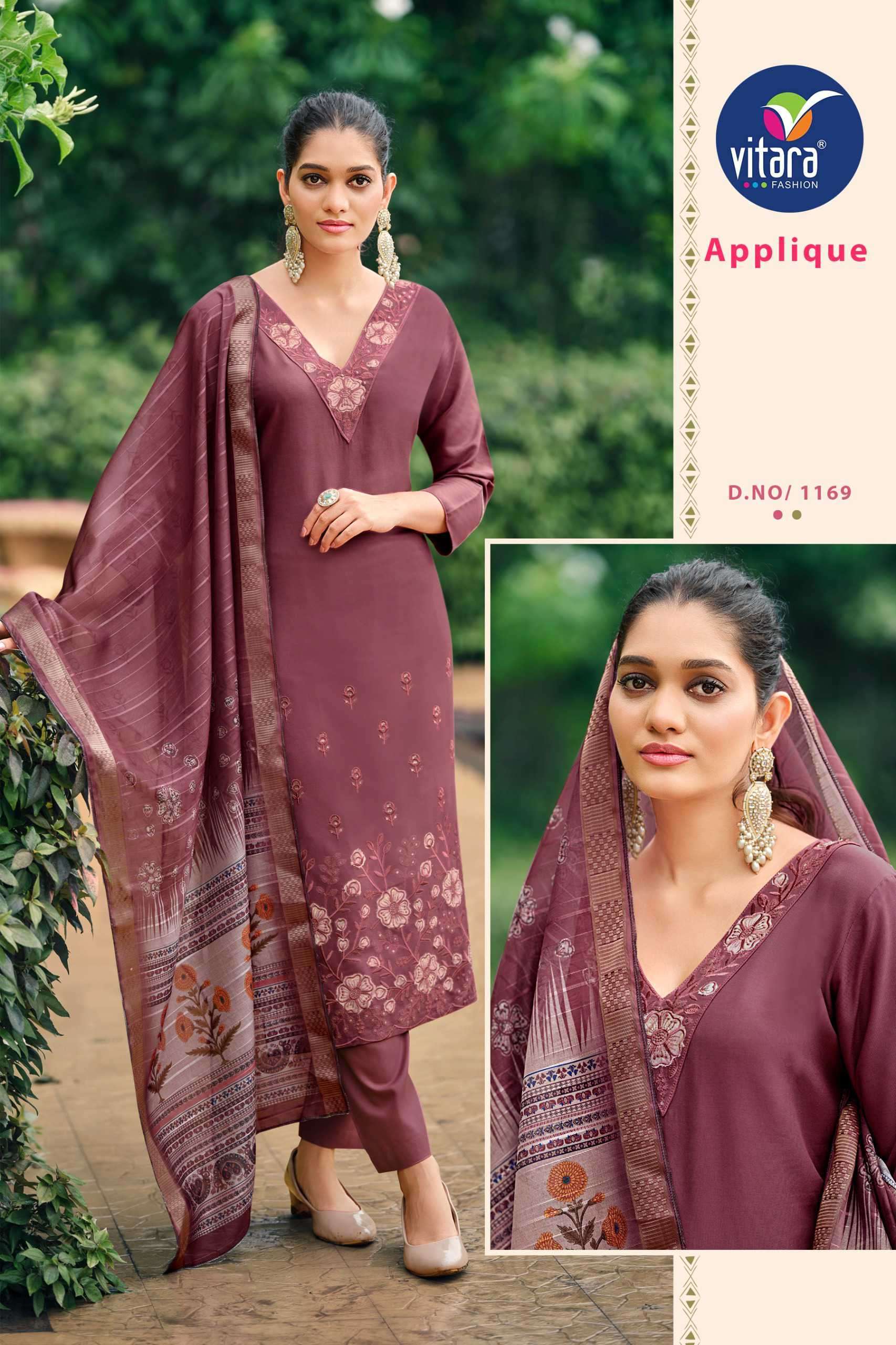 APPLIQUE BY VITARA FASHION 1169 & 1170 SERIES HEAVY RAYON WORK READYMADE DRESSES