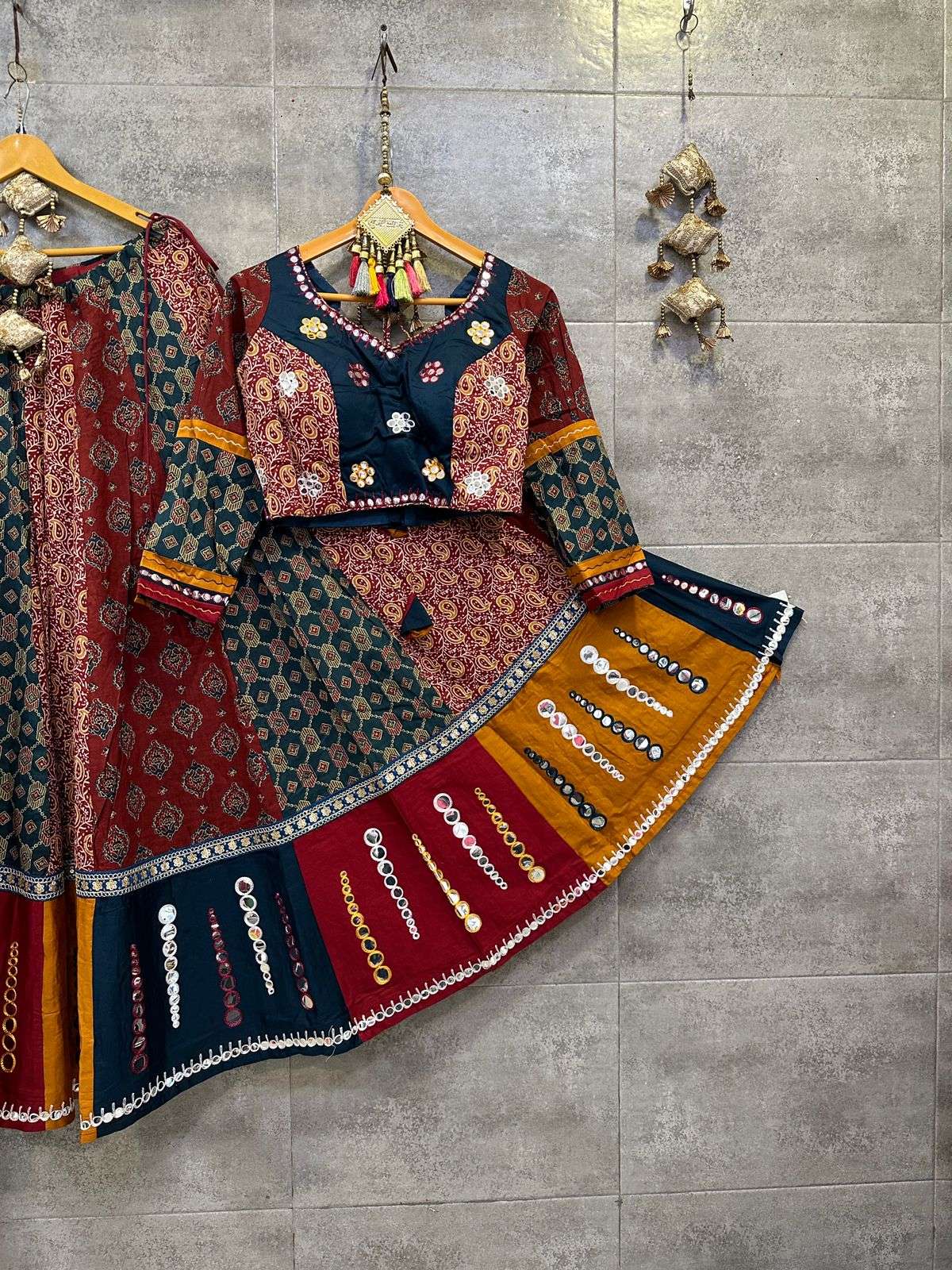 ASR-RUST AJARAKH BY AQSAWHOLESALE COOTTON PRINT READYMADE CHANIYA CHOLI