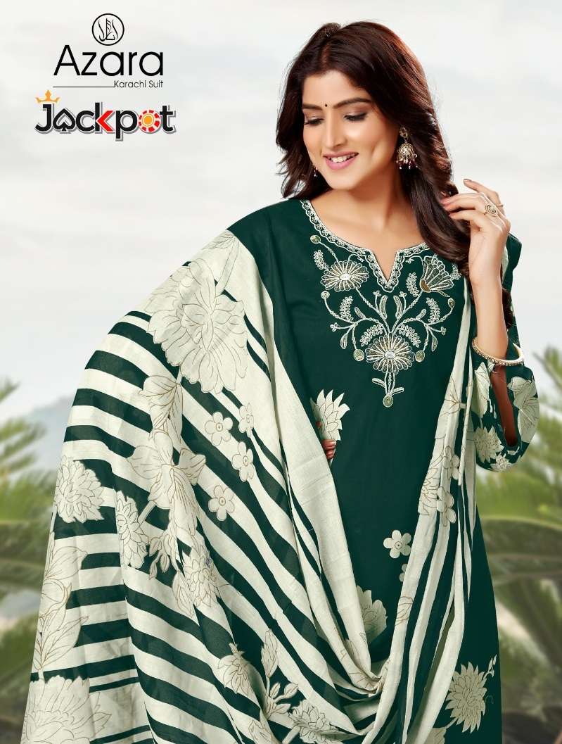 AZARA JACKPOT BY RADHIKA FASHION 1044-A TO 1044-D SERIES CAMBRIC COTTON WORK DRESSES