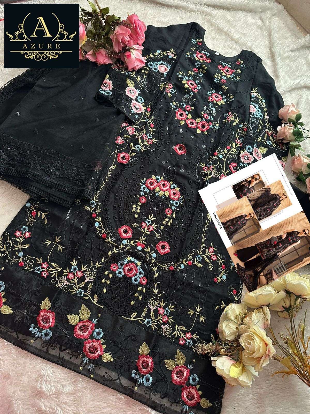 AZURE 15039 NX BY AQSAWHOLESALE CAMBRIC COTTON EMBROIDERY PAKISTANI DRESSES