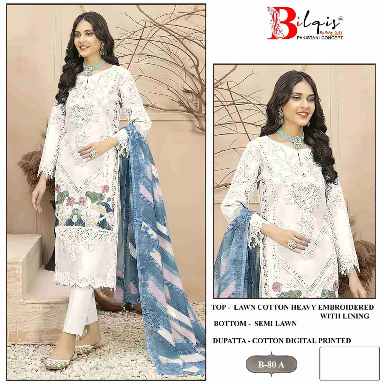 BILQIS 80-A TO 80-D SERIES BY AQSAWHOLESALE LAWN COTTON EMBROIDERY WORK DRESSES