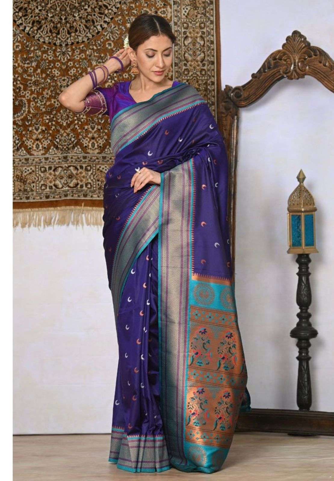 CHANDRAKORE BY AQSAWHOLESALE SOFT PETHANI GOLD ZARI WORK SAREES