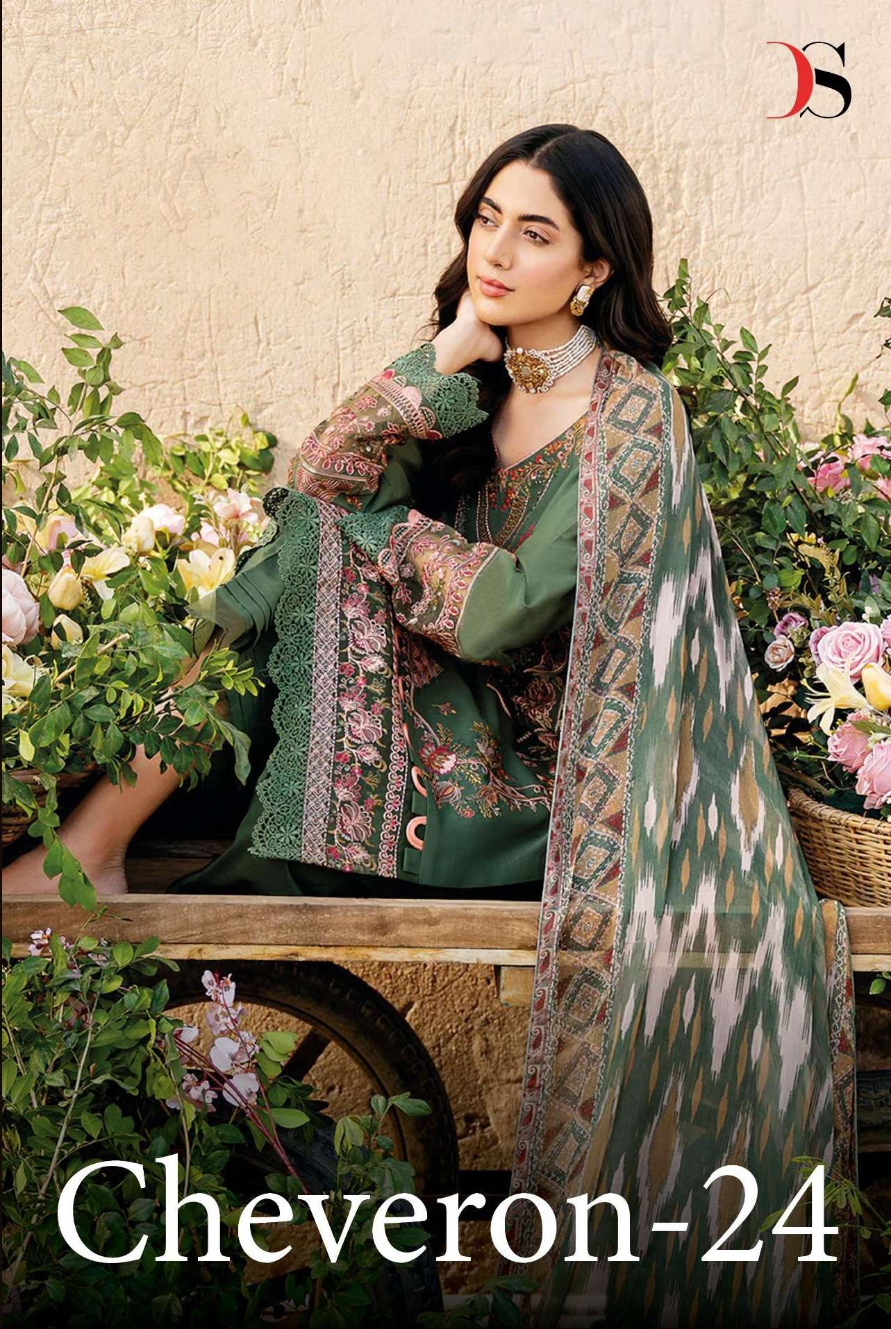 CHEVERON-24 BY DEEPSY SUITS 7051 TO 7055 SERIES PURE COTTON EMBROIDERY PAKISTANI DRESSES