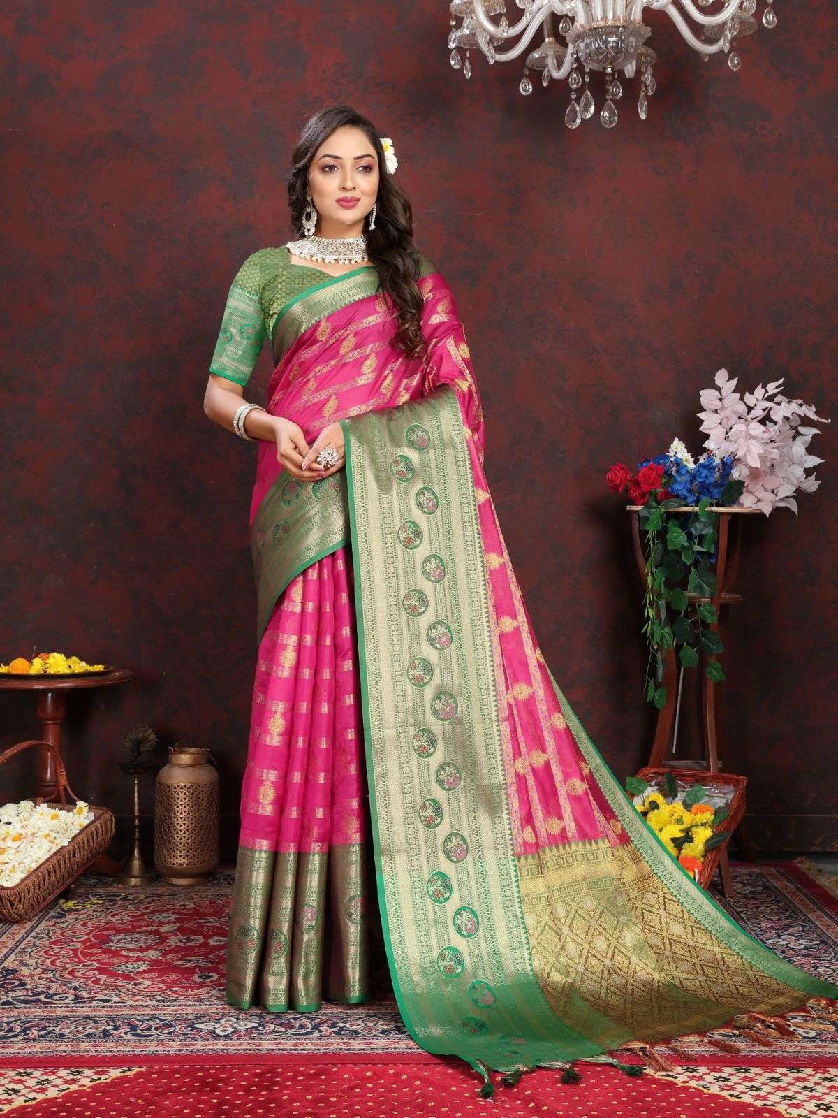 DIXITA BY AQSAWHOLESALE 4226-A TO 4226-D SERIES PURE SOFT LITCHI SILK SAREES