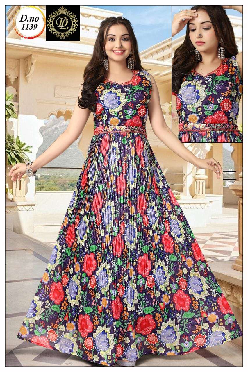 DS-1500 BY AQSAWHOLESALE 1109 TO 1584 SERIES CHINON PRINT WORK GOWNS