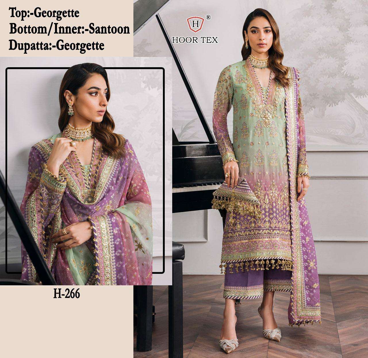 H-266 HIT DESIGN BY HOOR TEX FAUX GEORGETTE EMBROIDERY PAKISTANI DRESS