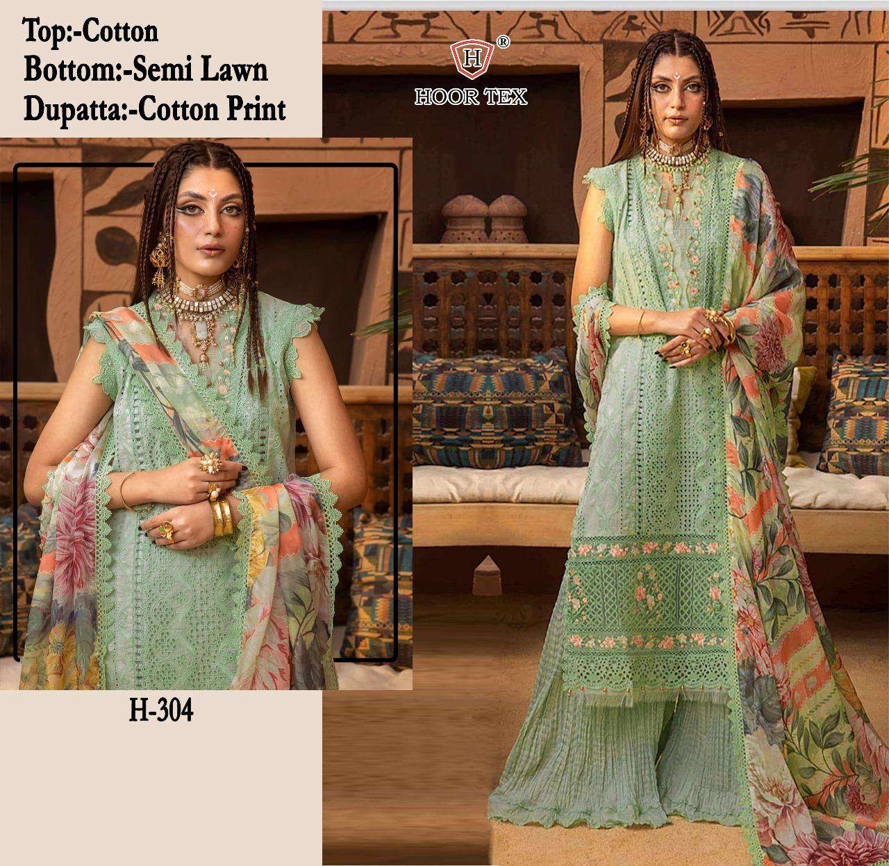 H-304 HIT DESIGN BY HOOR TEX HEAVY COTTON EMBROIDERY WORK PAKISTANI DRESS