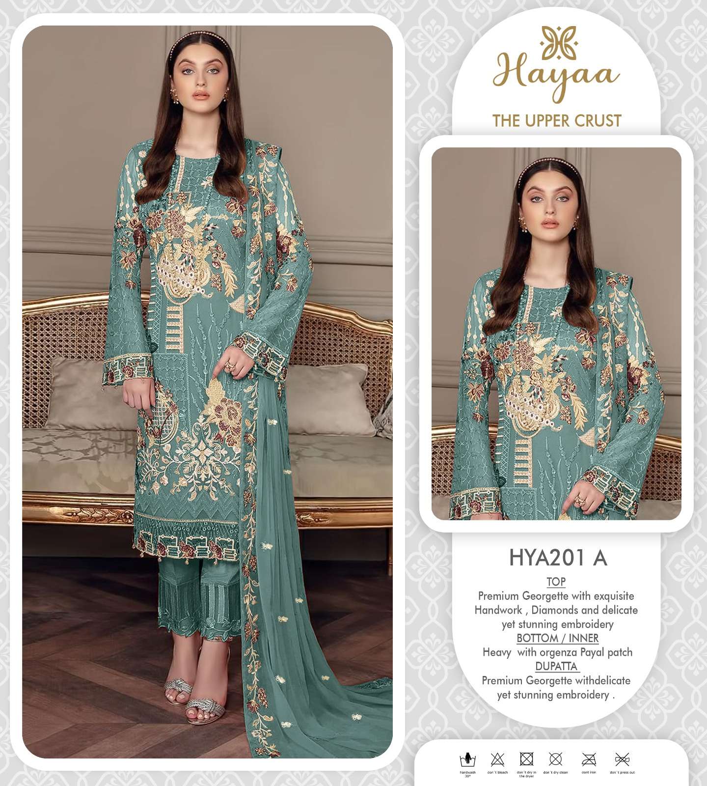 HAYAA 201-A TO 201-D SERIES BY AQSAWHOLESALE PREMIUM GEORGETTE HEAVY WORK DRESSES