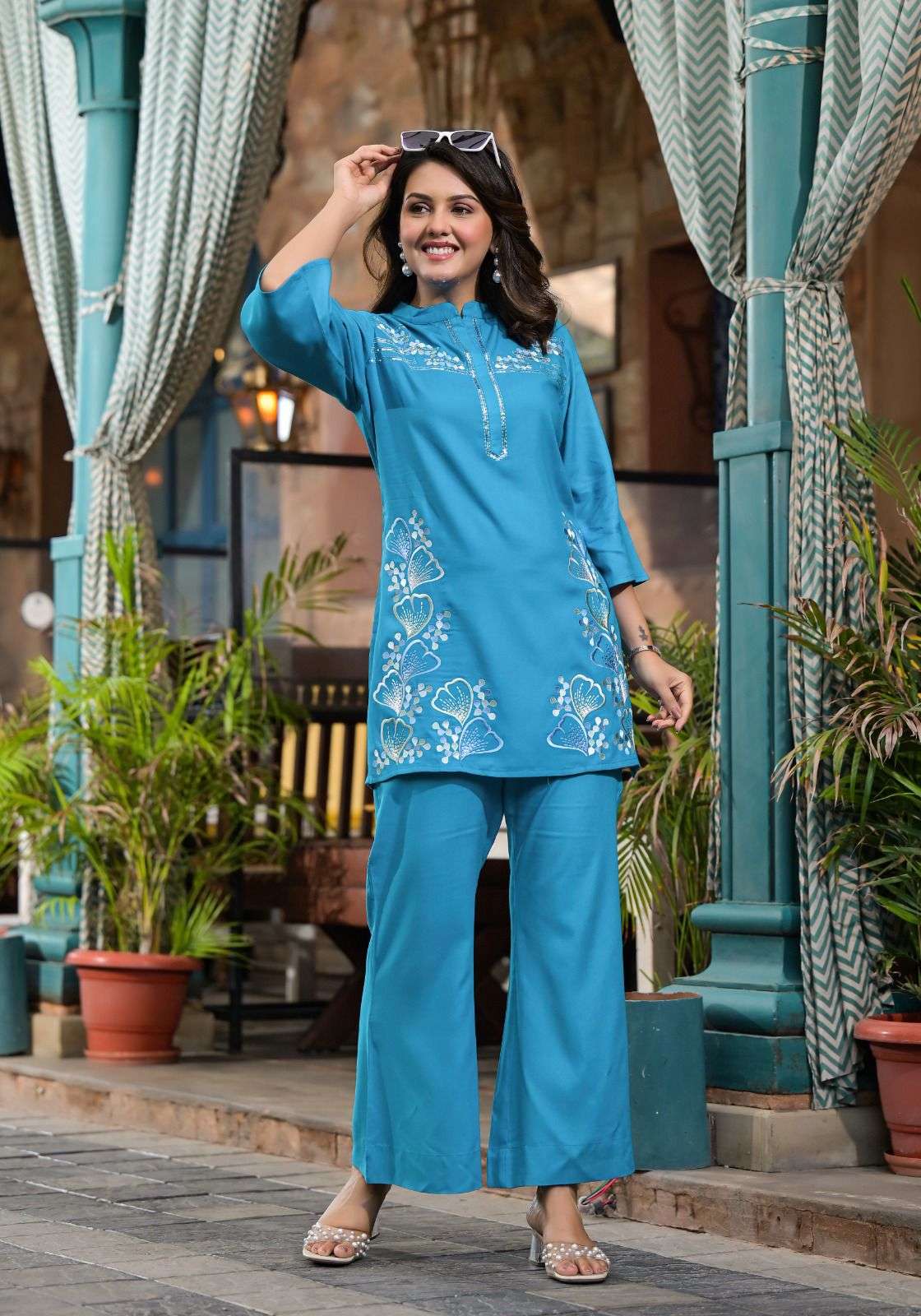 HAYAA BY AQSAWHOLESALE RAYON HEAVY EMBROIDERY WORK CO-ORD SET