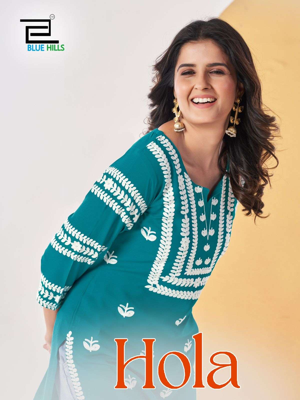 HOLA BY BLUE HILLS 1001 TO 1006 SERIES RAYON EMBROIDERY WORK SHORT KURTIS