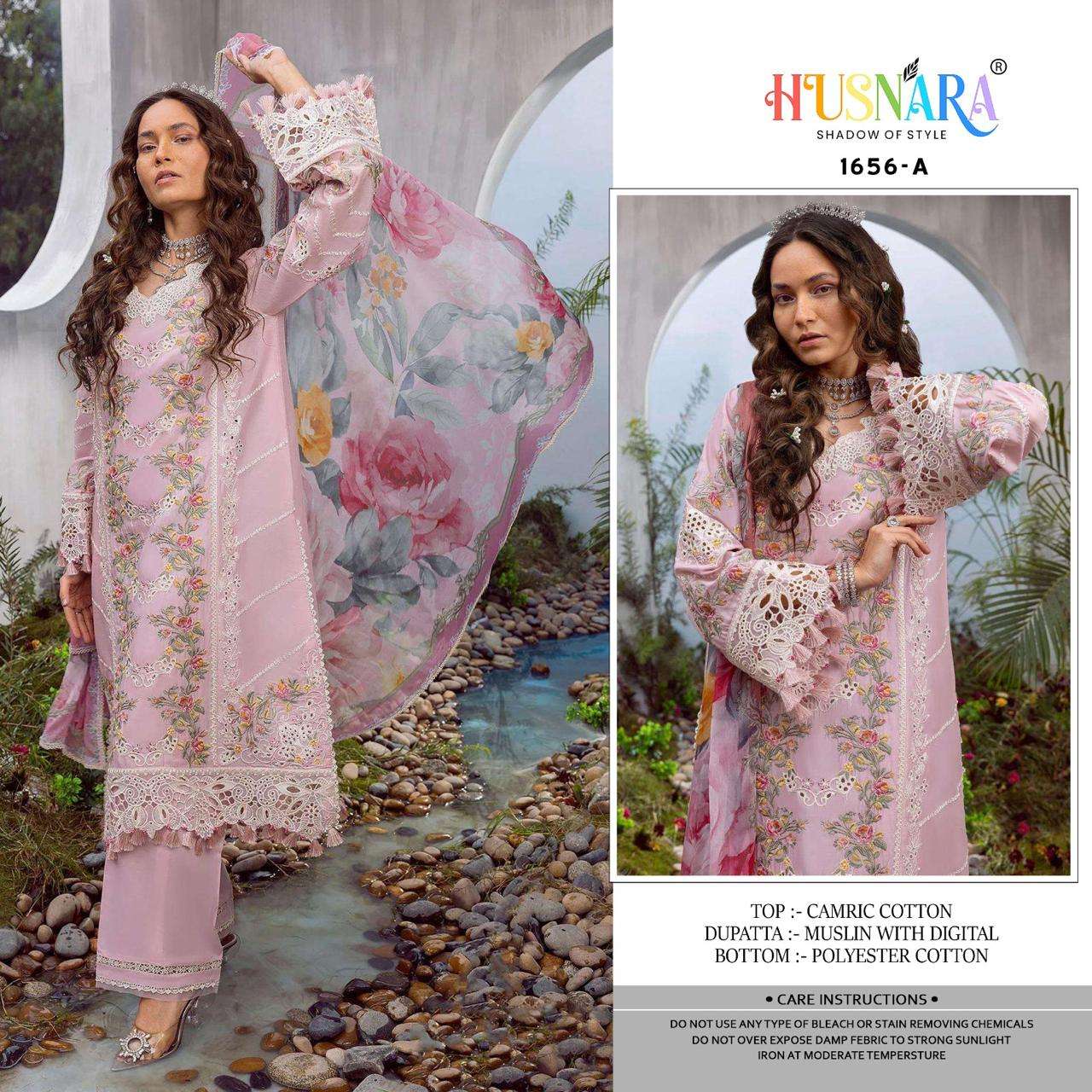 HUSNARA 1656 NX BY AQSAWHOLESALE CAMBRIC COTTON EMBROIDERY PAKISTANI DRESSES