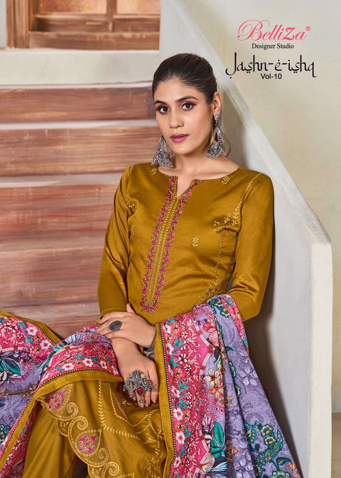 JASHN-E-ISHQ VOL-10 BY BELLIZA 943-001 TO 943-006 SERIES JAM FABRIC EMBROIDERY WORK DRESSES