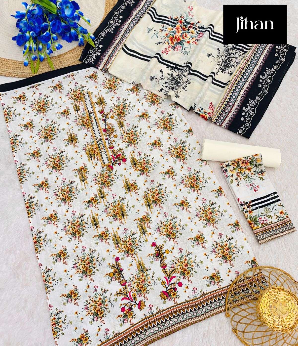 JIHAN 3466 & 3467 HITS BY JIHAN PURE LAWN EMBROIDERY WORK PAKISTANI DRESSES