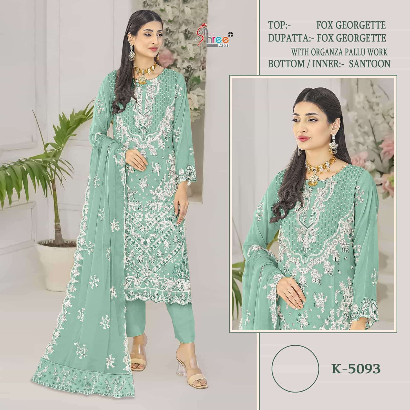 K-5093 COLOURS BY SHREE FABS 5093-A TO 5093-D SERIES FAUX GEORGETTE WORK PAKISTANI DRESSES