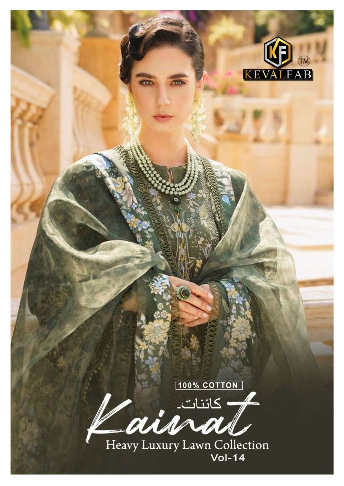 KAINAT VOL-14 BY KEVAL FAB 14001 TO 14006 SERIES LAWN COTTON PRINT PAKISTANI DRESSES