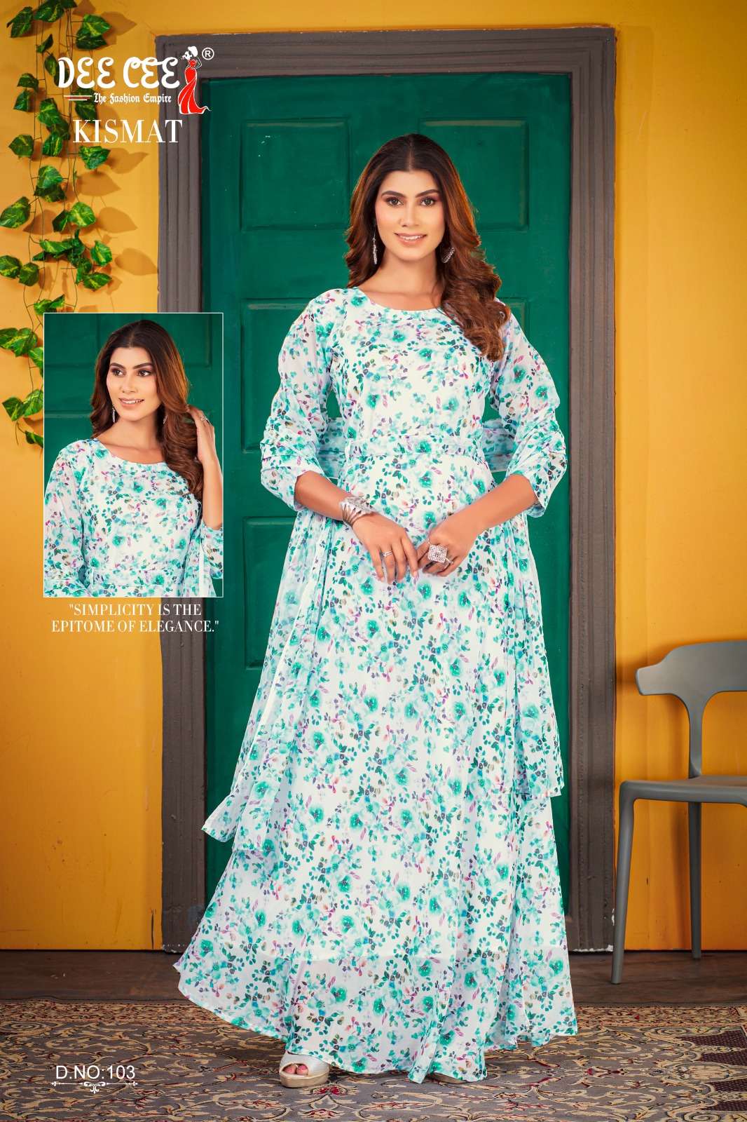 KISMAT BY DEE CEE 101 TO 106 SERIES GEORGETTE PRINT WORK GOWN & DUPATTAS