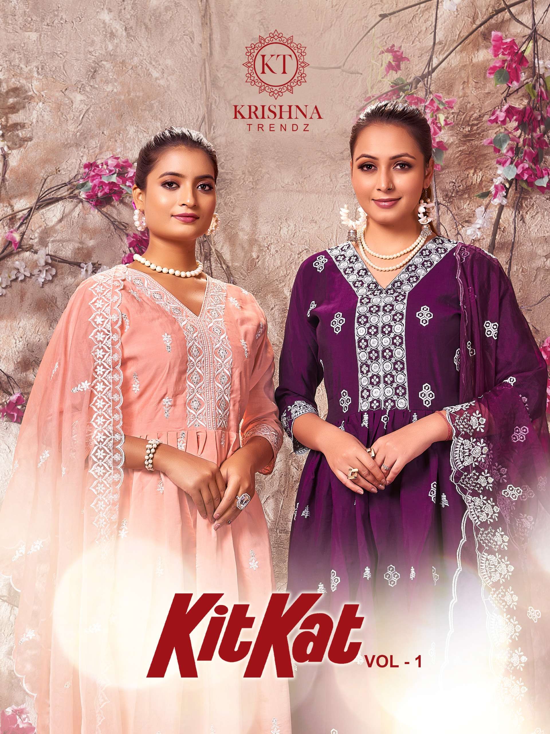 KT-KITKAT VOL-1 BY AQSAWHOLESALE 1001 TO 1006 SERIES ROMAN SILK WORK READYMADE DRESSES