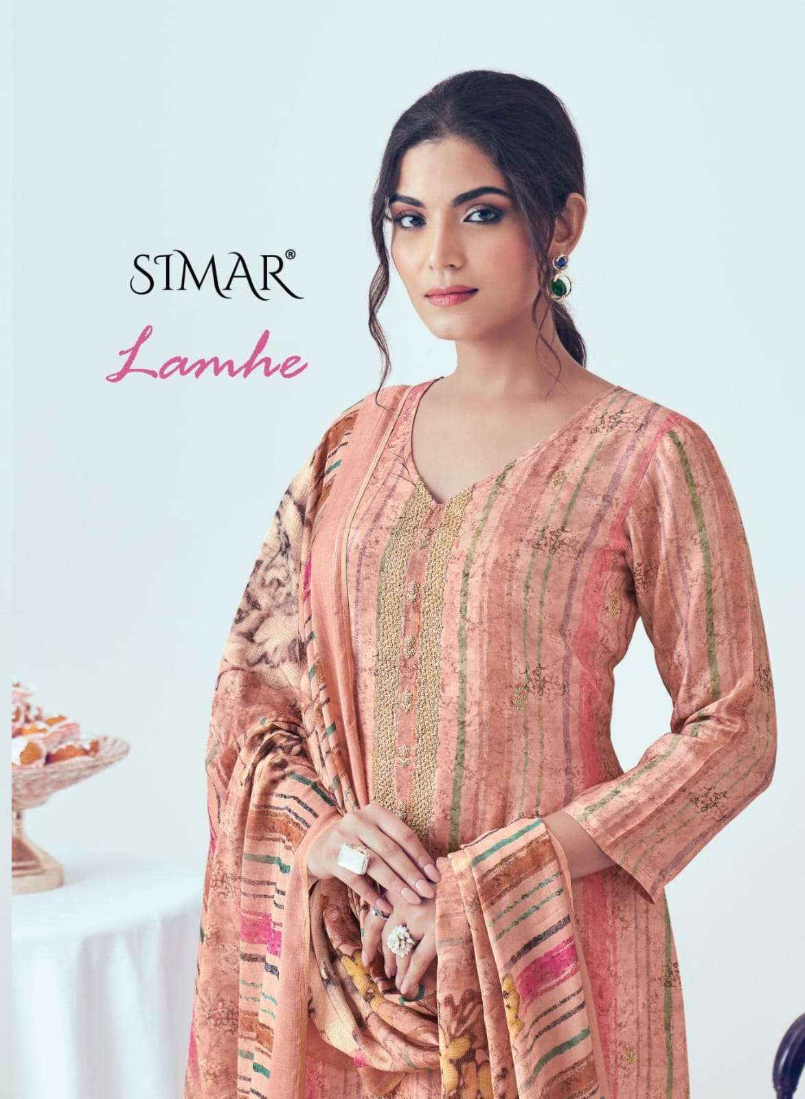 LAMHE BY SIMAR 6019-A TO 6019-D SERIES VISCOSE MUSLIN PRINT WORK DRESSES