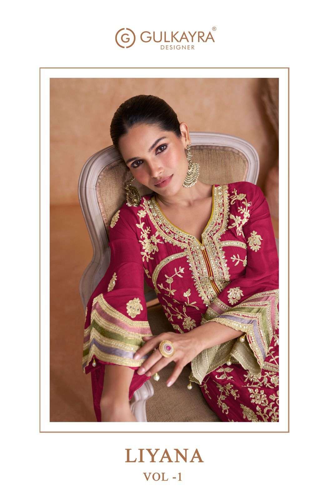 LINAYA VOL-1 BY GULKAYRA 7412-A TO 7412-E SERIES REAL CHINON WORK READYMADE DRESSES