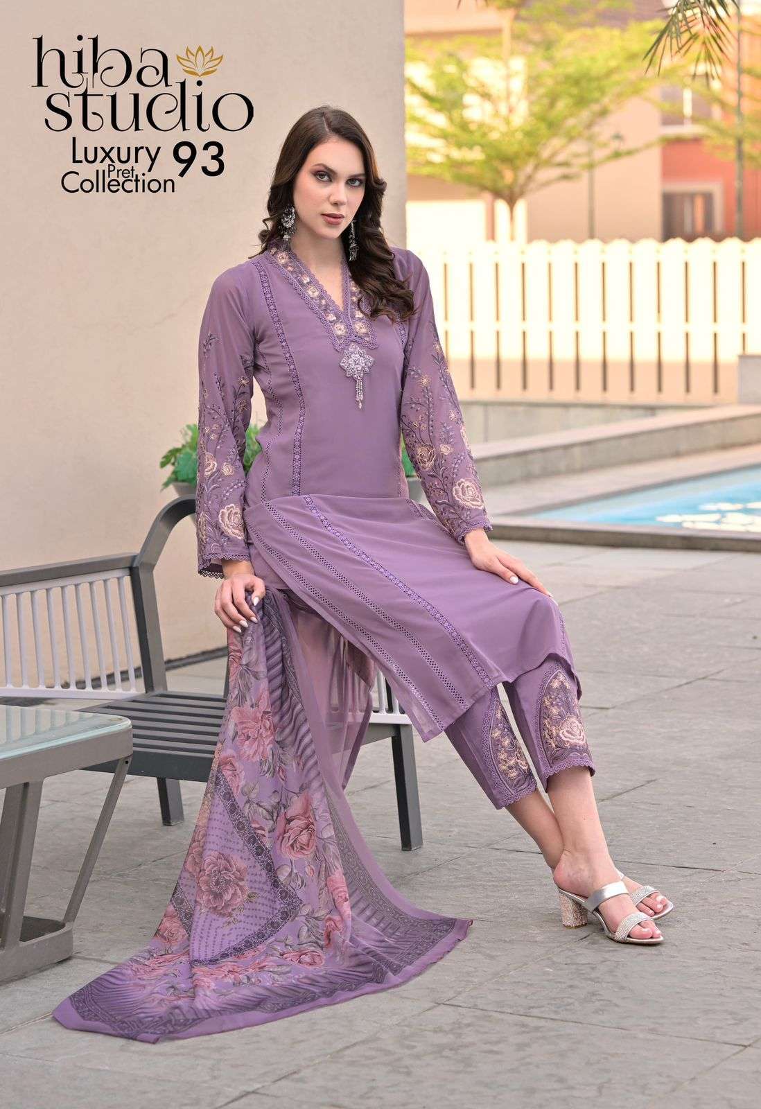 LPC VOL-93 BY HIBA STUDIO GEORGETTE HEAVY WORK READYMADE PAKISTANI DRESSES