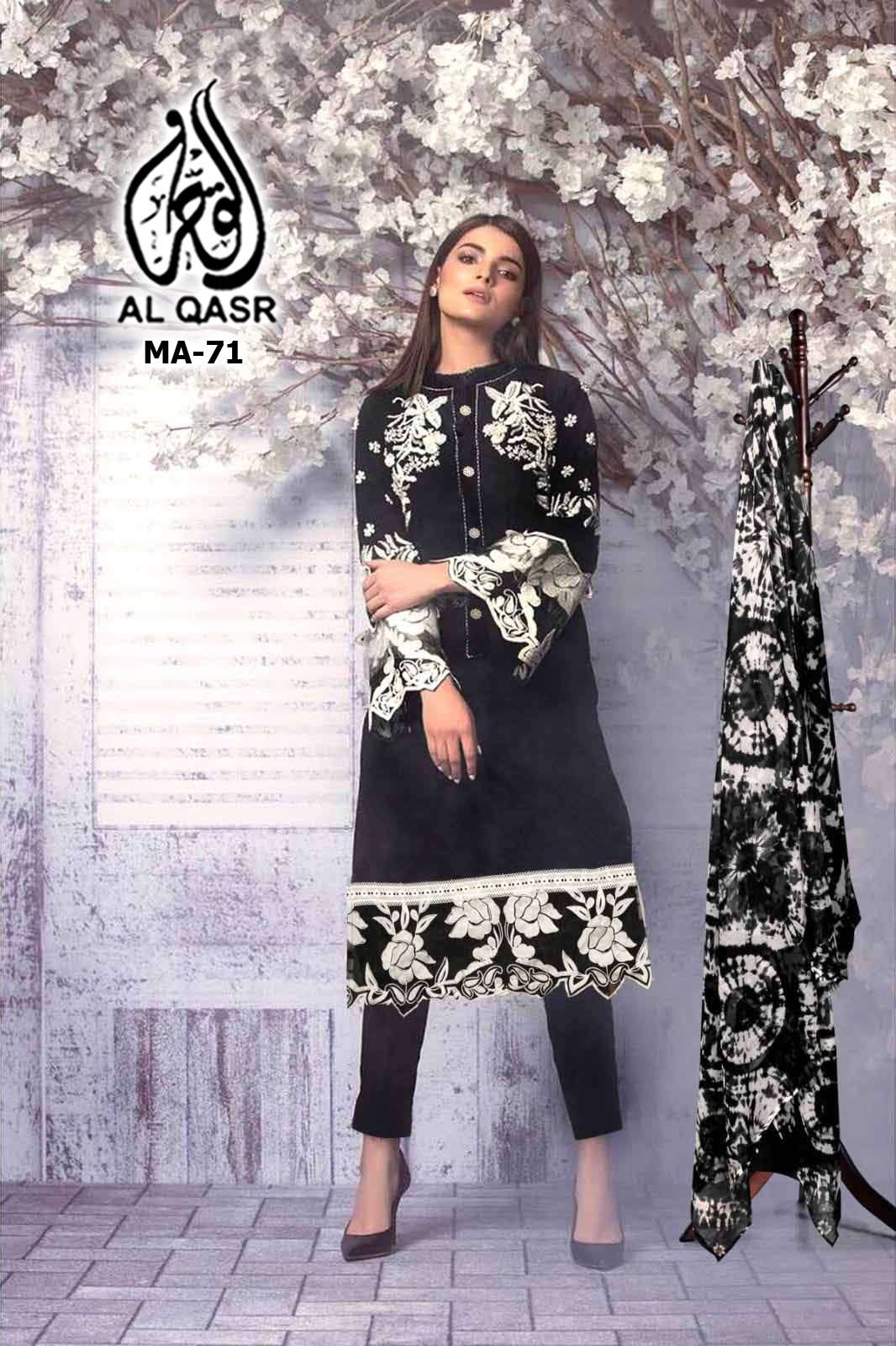 MA-71 COLOURS BY AL QASR 71-A TO 71-D SERIES FAUX GEORGETTE WORK READYMADE DRESSES