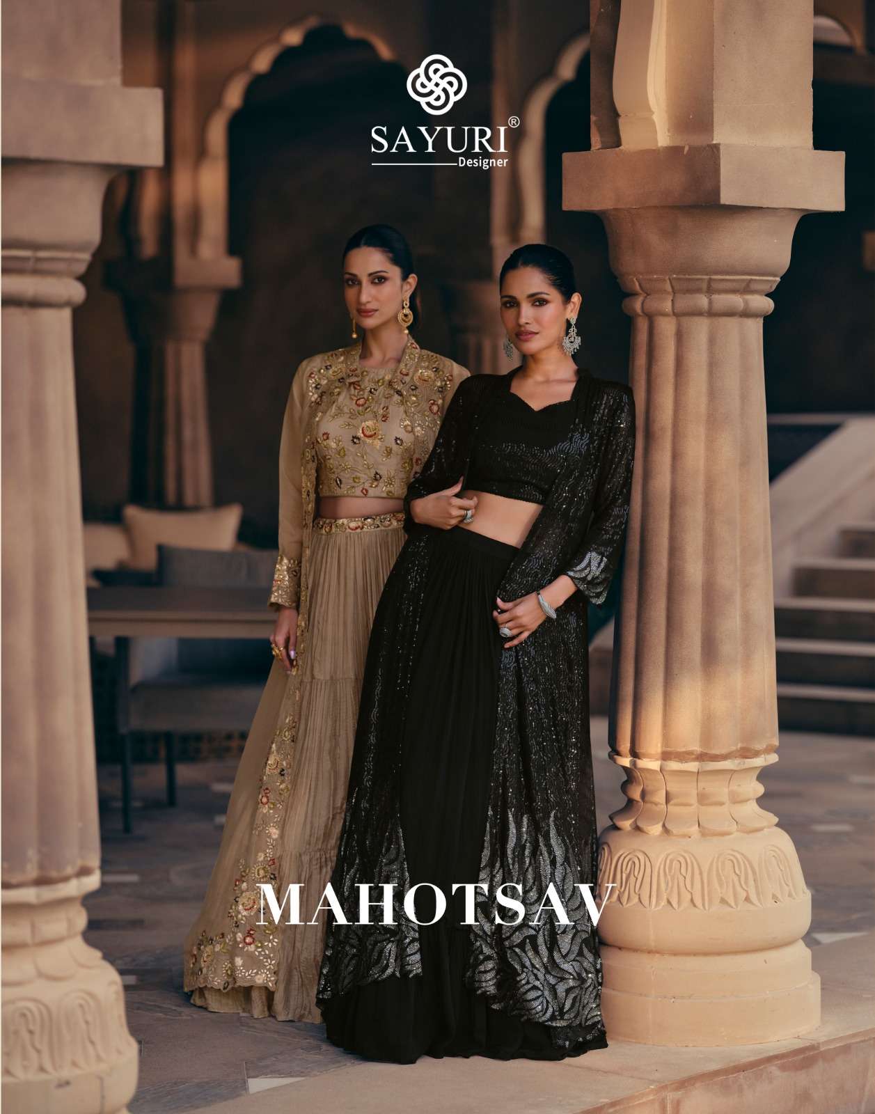 MAHOTSAV BY SAYURI 5531 TO 5533 SERIES REAL CHINON SLK HEAVY WORK READYMADE DRESSES