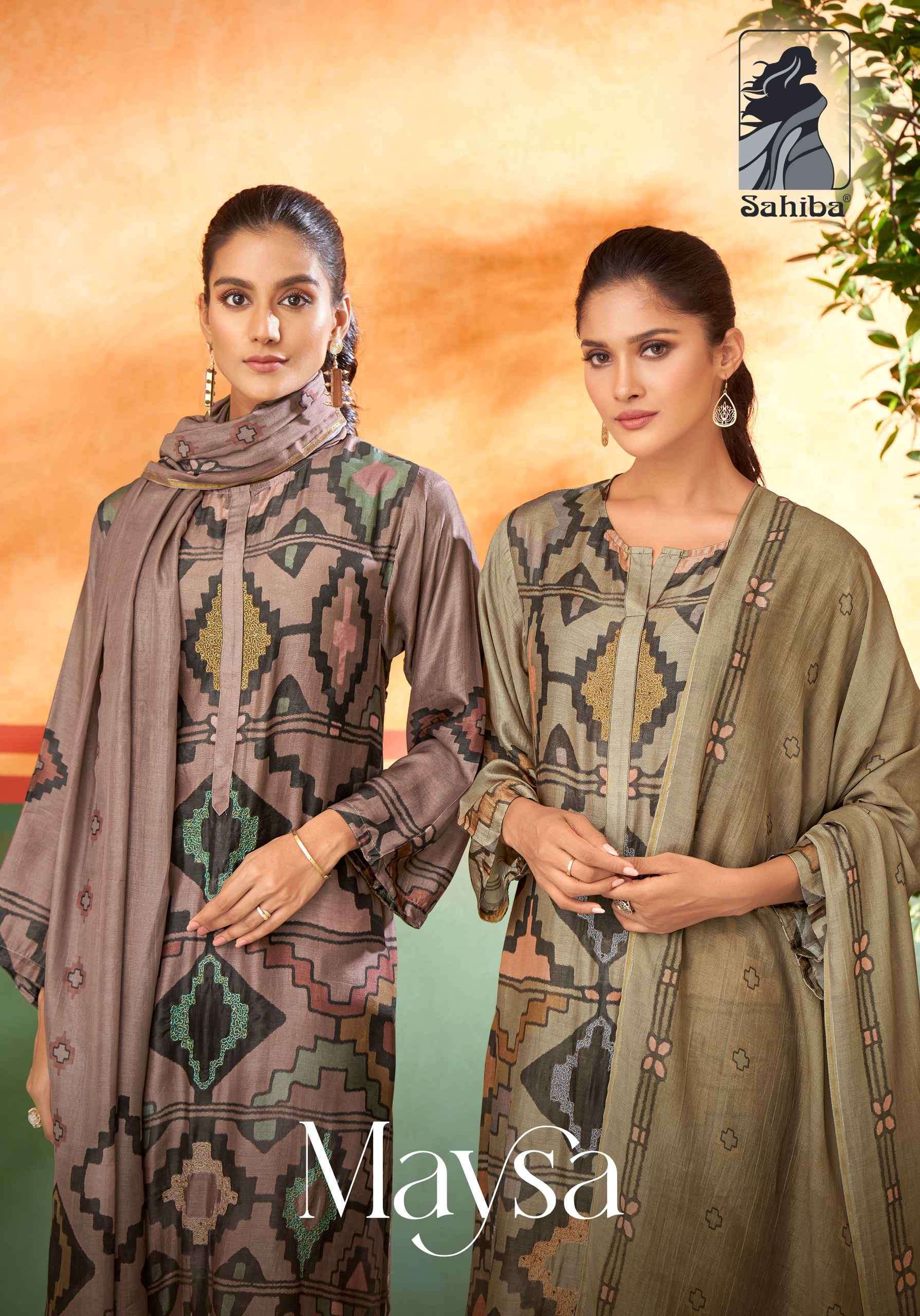 MAYSA BY SAHIBA 9822 TO 9865 SERIES MUSLIN SILK PRINT WORK DRESSES