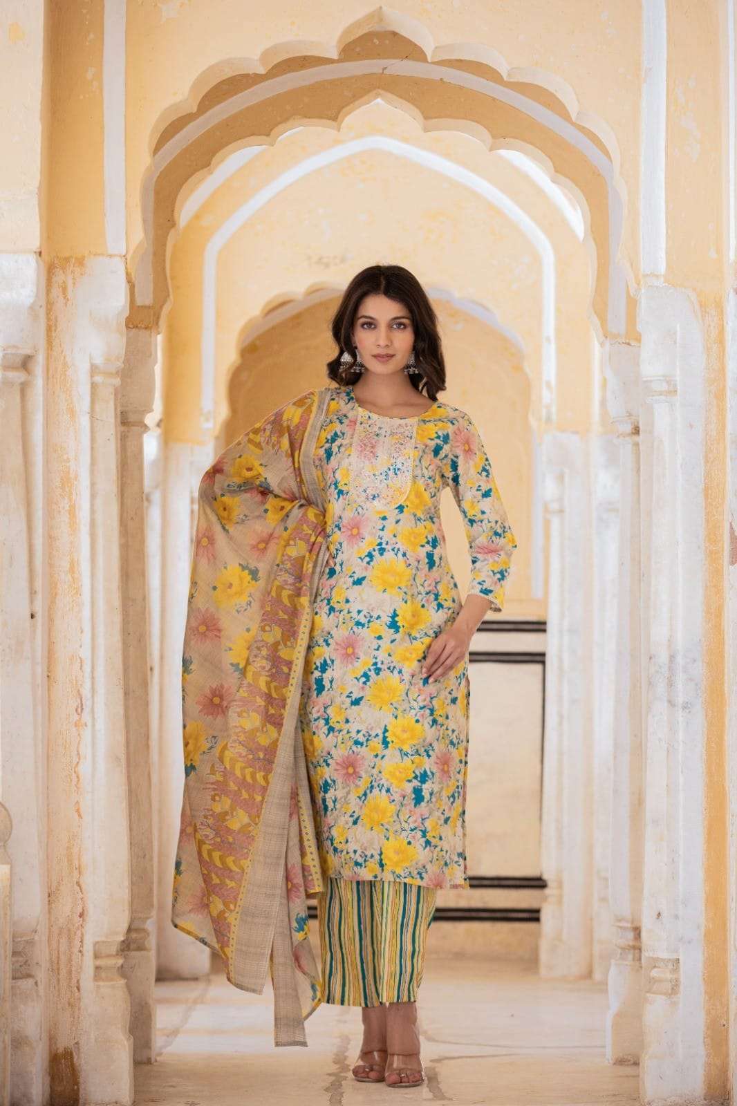 MD-617 NX BY AQSAWHOLESALE COTTON PRINT WORK READYMADE DRESSES