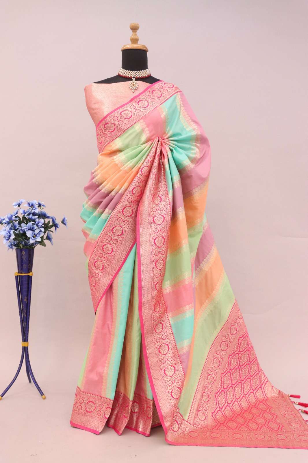 MNT-162 BY AQSAWHOLESALE PURE BANARASI SILK ZARI WORK SAREE