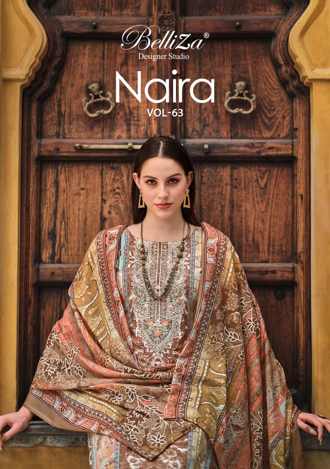 NAIRA VOL-63 BY BELLIZA 944-001 TO 944-008 SERIES COTTON PRINT WORK PAKISTANI DRESSES