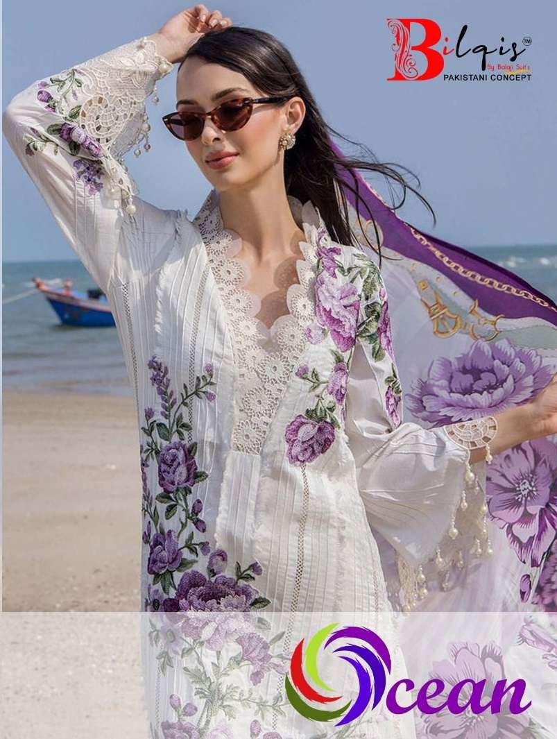 OCEAN BY BILQIS B-1001 & B-1002 SERIES COTTON HEAVY EMBROIDERY WORK PAKISTANI DRESSES