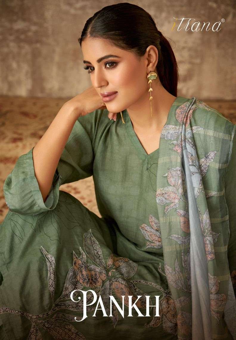 PANKHI BY ITRANA 444 TO 467 SERIES MUSLIN SILK PRINT HAND WORK DRESSES