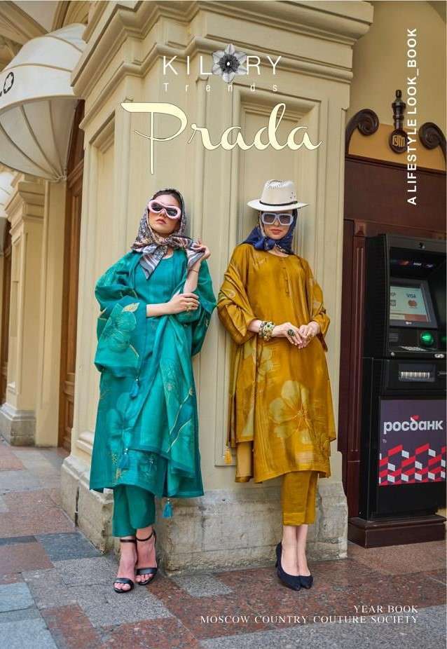 PRADA BY KILORY TRENDZ K-043 TO K-047 SERIES PURE MUSLIN SILK PRINT WORK DRESSES