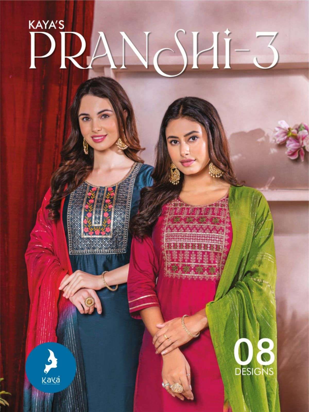 PRANSHI VOL-3 BY KAYA 301 TO 308 SERIES CHANDERI SILK WORK READYMADE DRESSES