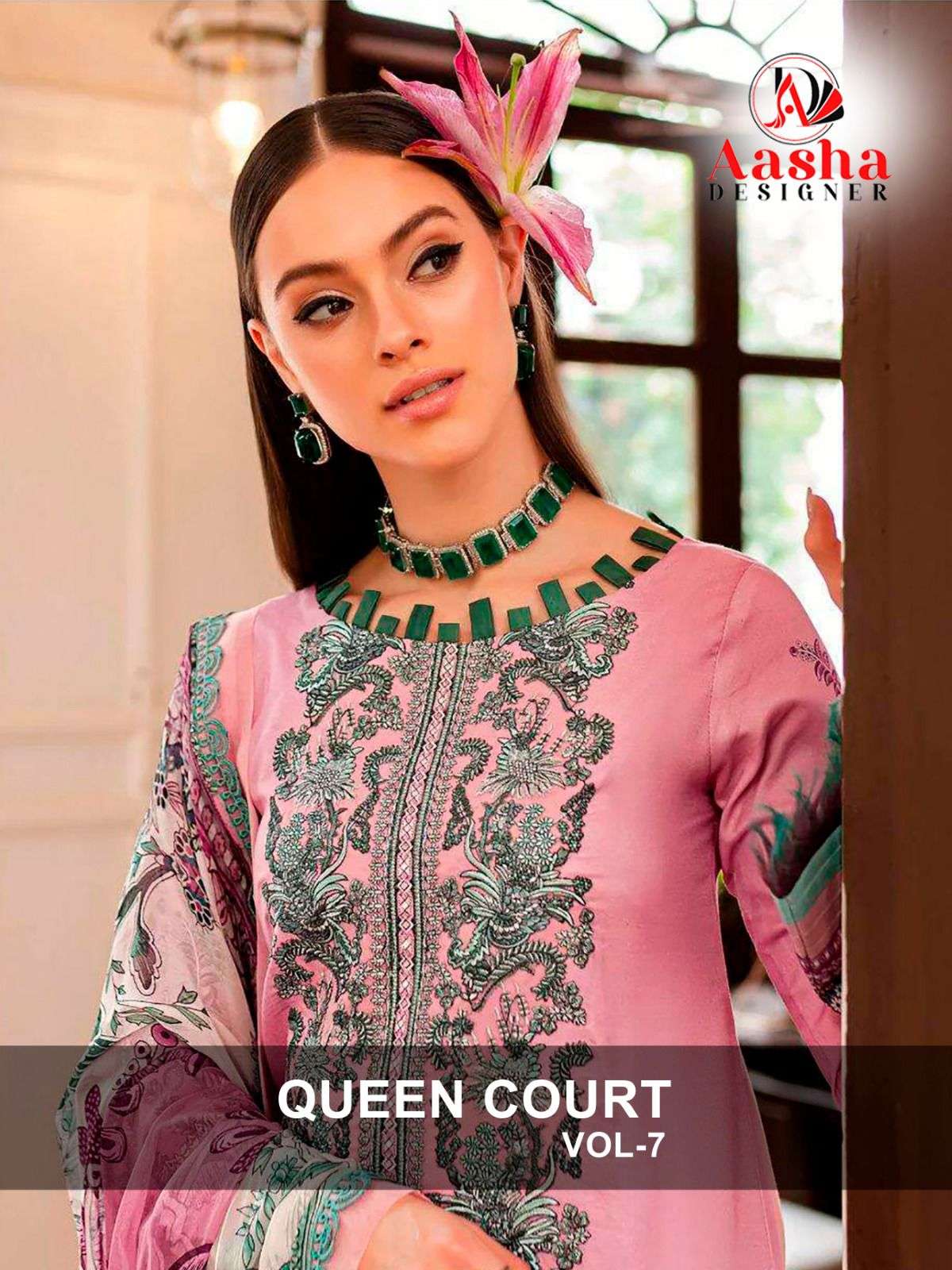 QUEENS COURT VOL-7 BY AASHA DESIGNER 1110-A & 1110-B SERIES COTTON PRINT WORK DRESSES