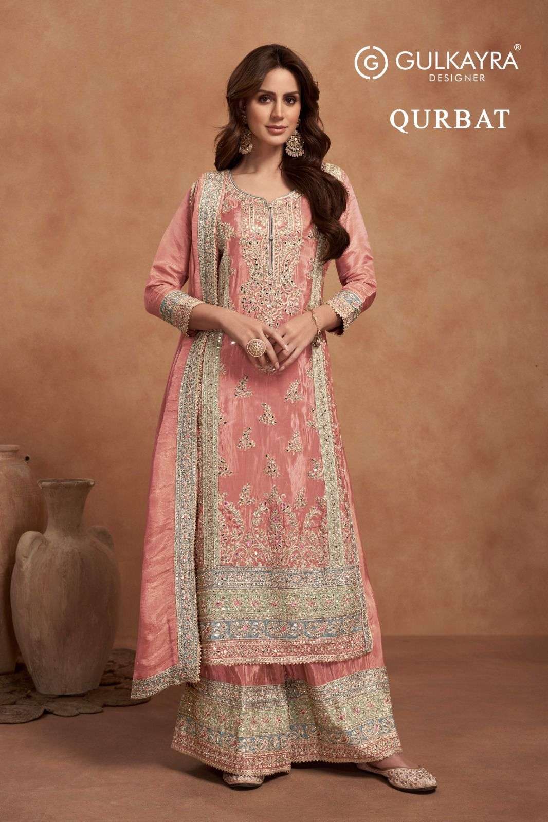 QURBAT BY GULKAYRA 7454 TO 7456 SERIES SIMMER SILK HEAVY WORK READYMADE DRESSES