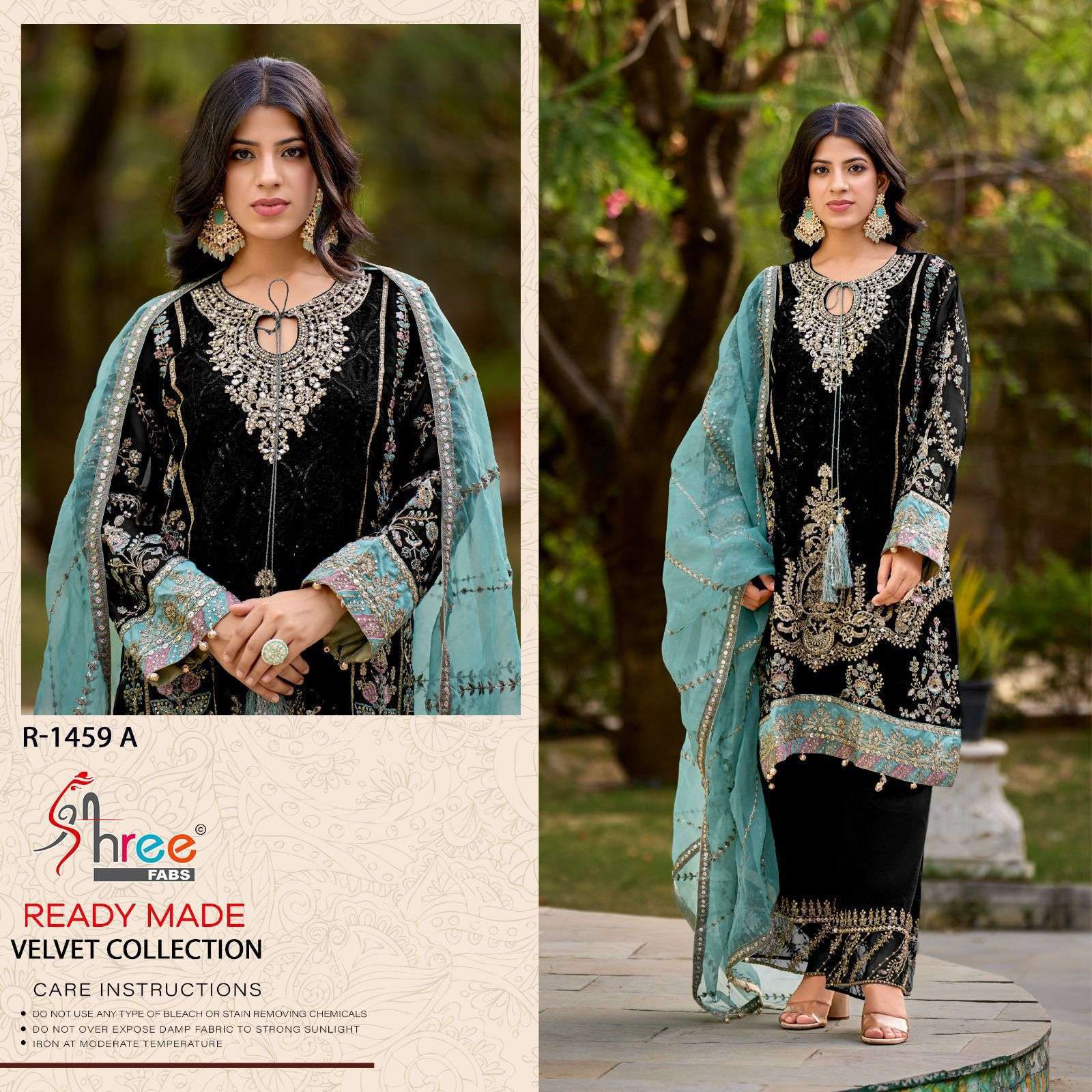 R-1459 COLOURS BY SHREE FABS 1459-A TO 1459-D SERIES VELVET EMBROIDERY READYMADE DRESSES