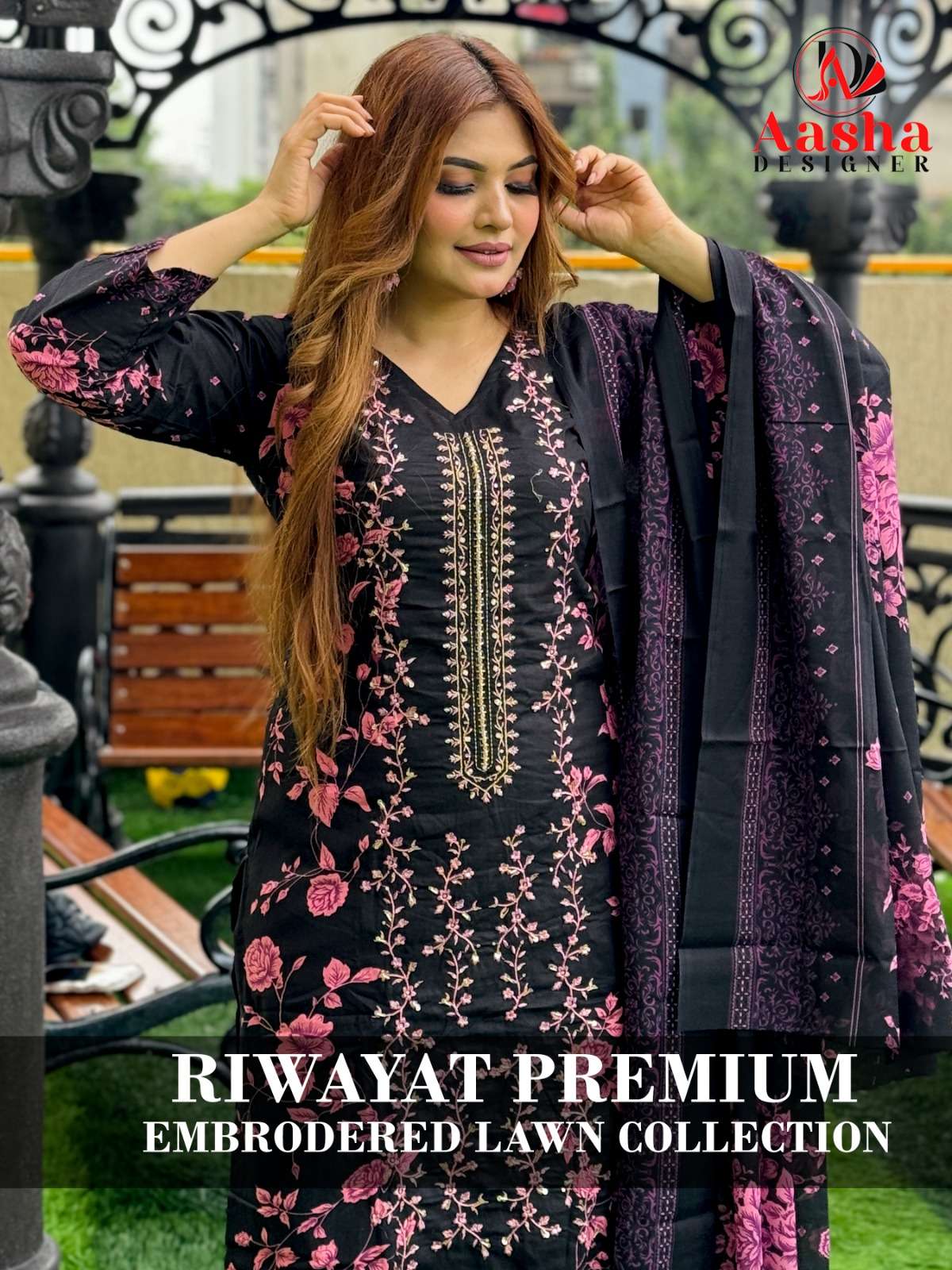 RIWAYAT PREMIUM BY AASHA DESIGNER 1101 TO 1103 SERIES COTTON PRINT WORK DRESSES