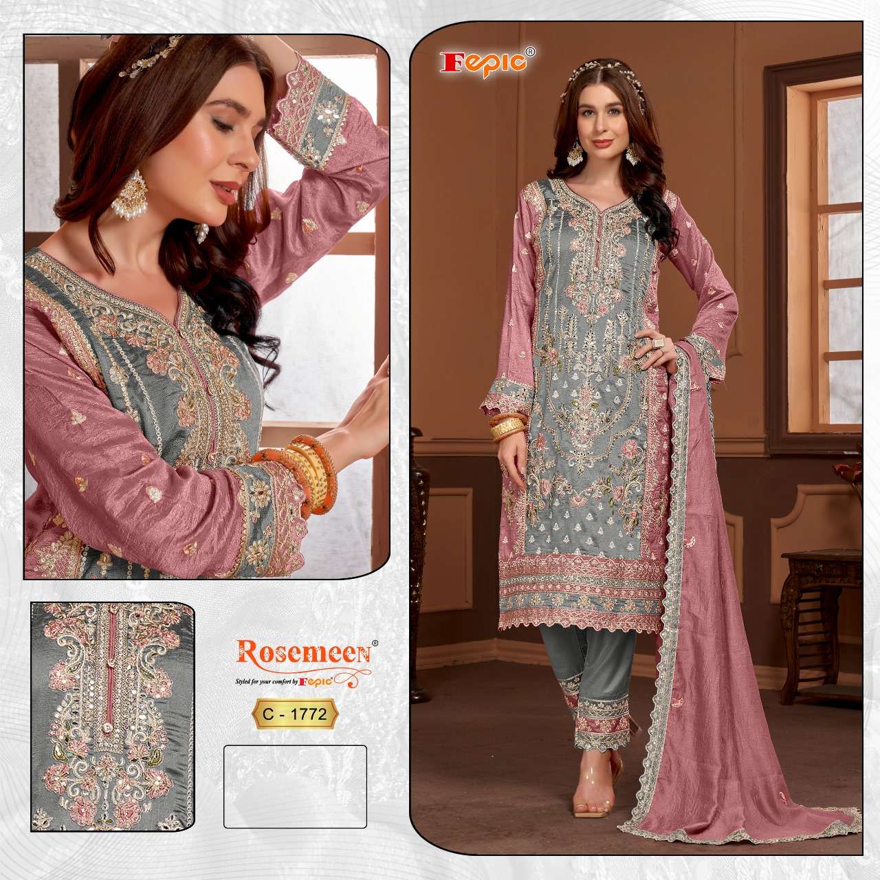 ROSEMEEN 1772 NX BY FEPIC VICHITRA HEAVY EMBROIDERY WORK PAKISTANI DRESSES