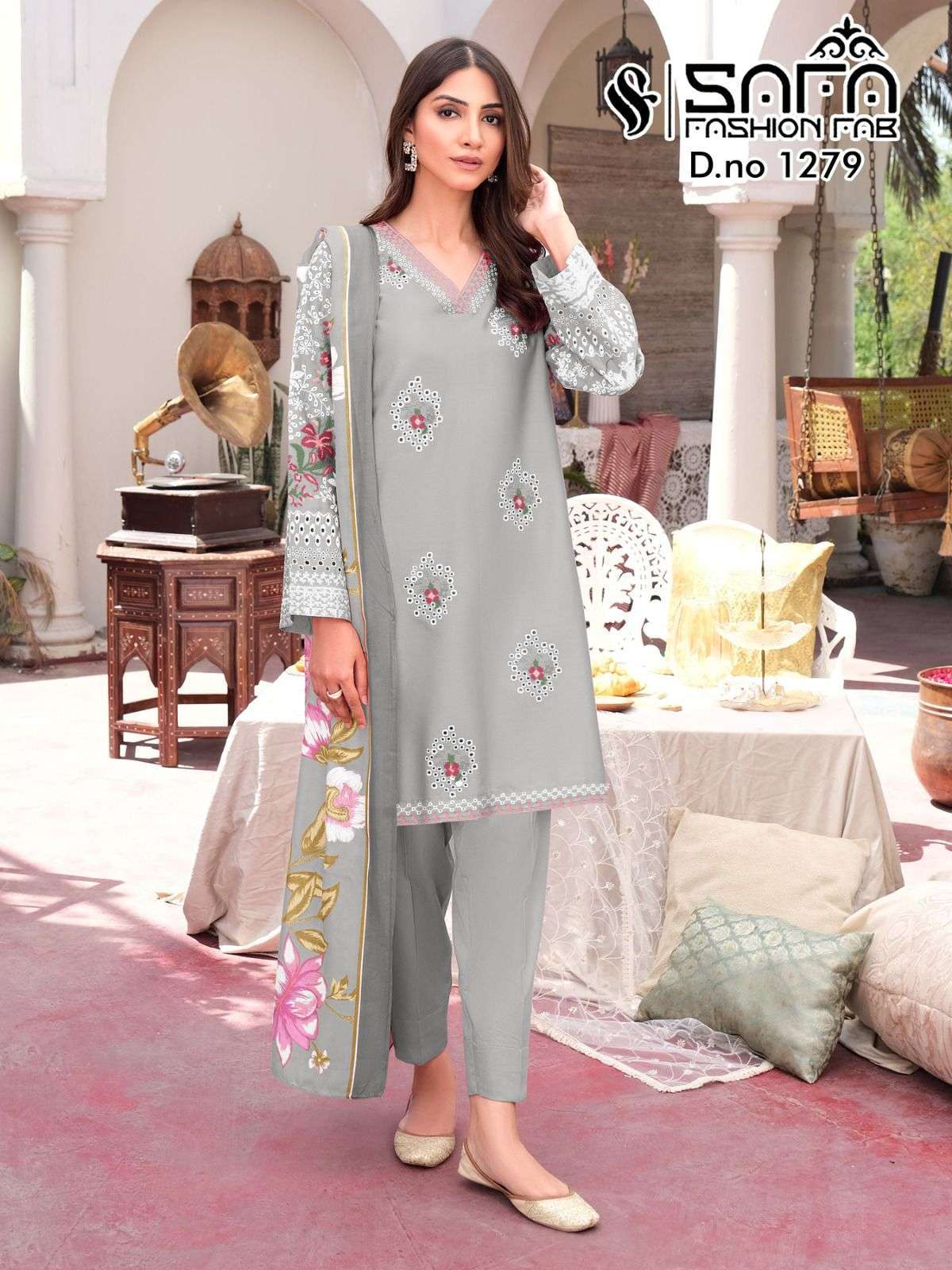 SAFA 1279 COLOURS BY SAFA FASHION FAB COTTON SATIN WORK READYMADE DRESSES