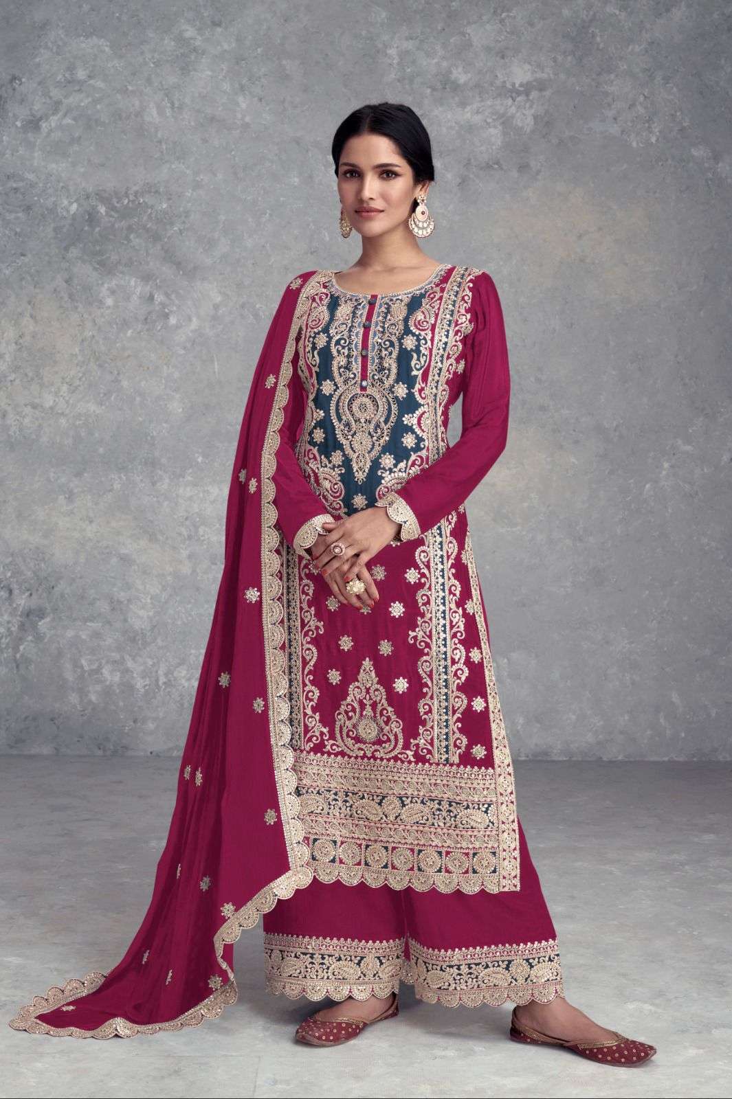 SAYRA BY GULKAYRA 7482-A TO 7482-D SERIES CHINON HEAVY EMBROIDERY WORK READYMADE DRESSES