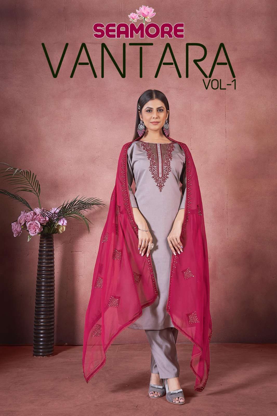 SEAMORE VANTARA VOL-1 BY AQSAWHOLESALE ART SILK EMBROIDERY WORK READYMADE DRESSES