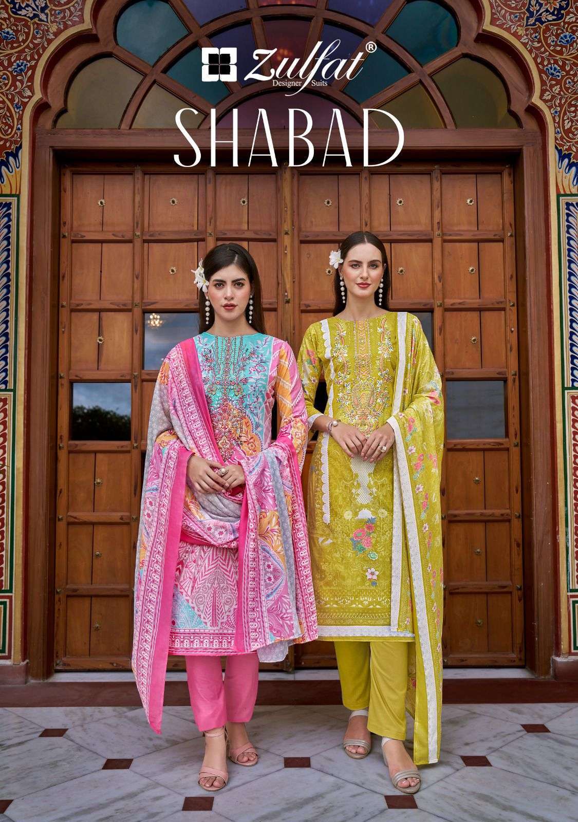 SHABAD BY ZULFAT 574-001 TO 574-008 SERIES PURE COTTON PRINT EMBROIDERY DRESSES