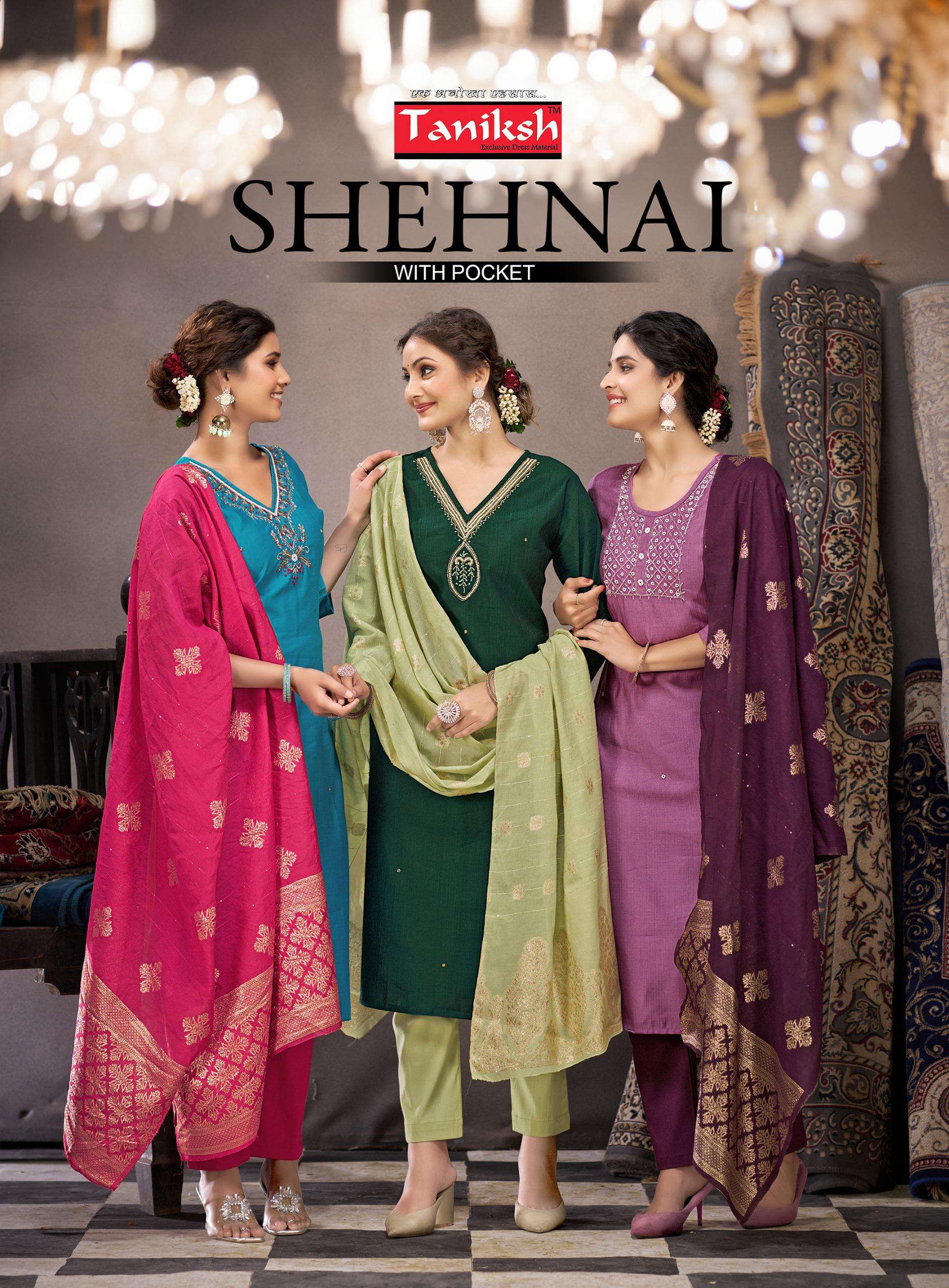 SHEHNAI VOL-2 BY TANIKSH 1001 TO 1008 SERIES COTTON VISCOSE HAND WORK READYMADE DRESSES