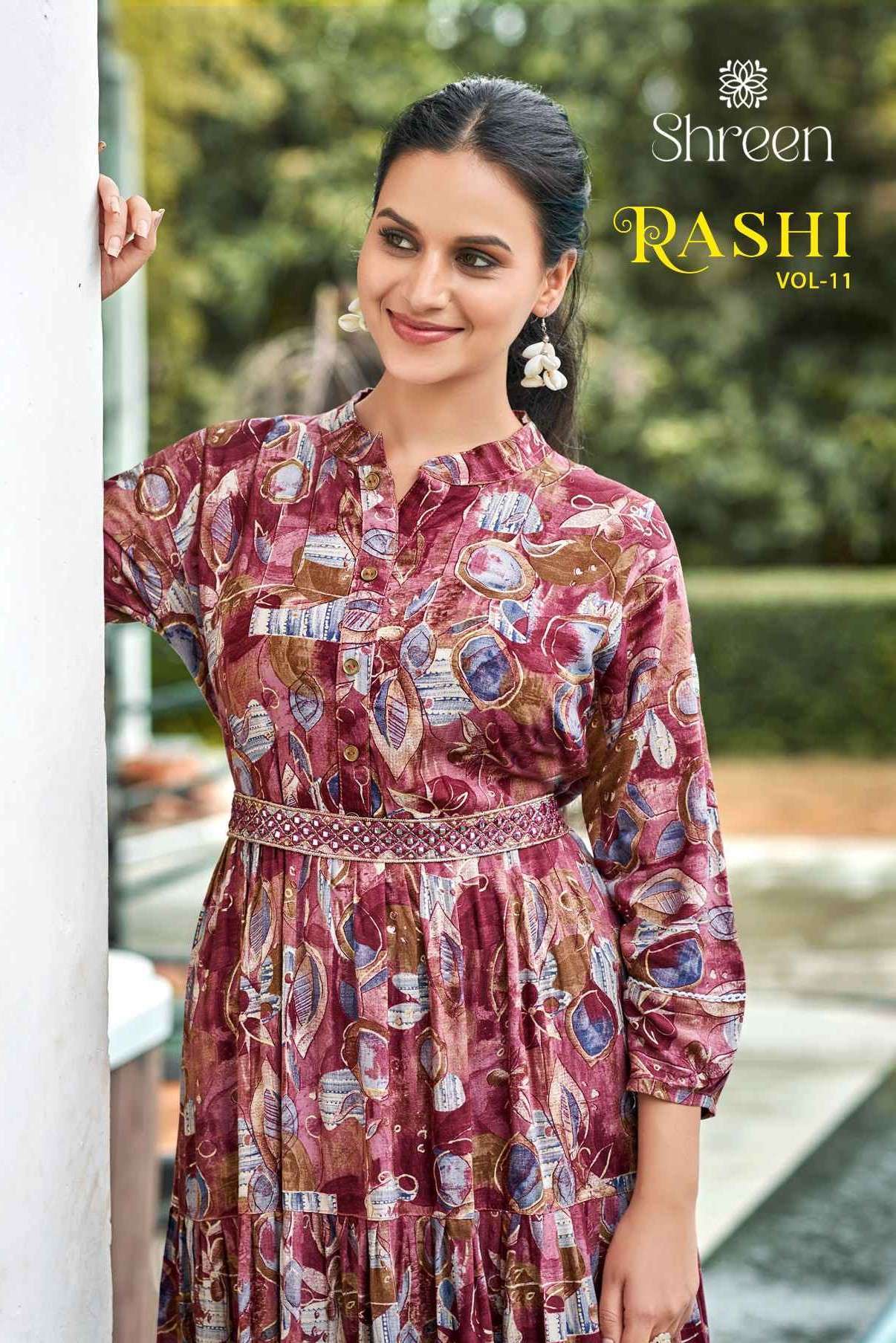 SHREEN RASHI VOL-11 BY HINAYA 1001 TO 1004 SERIES RAYON PRINT WORK KURTIS