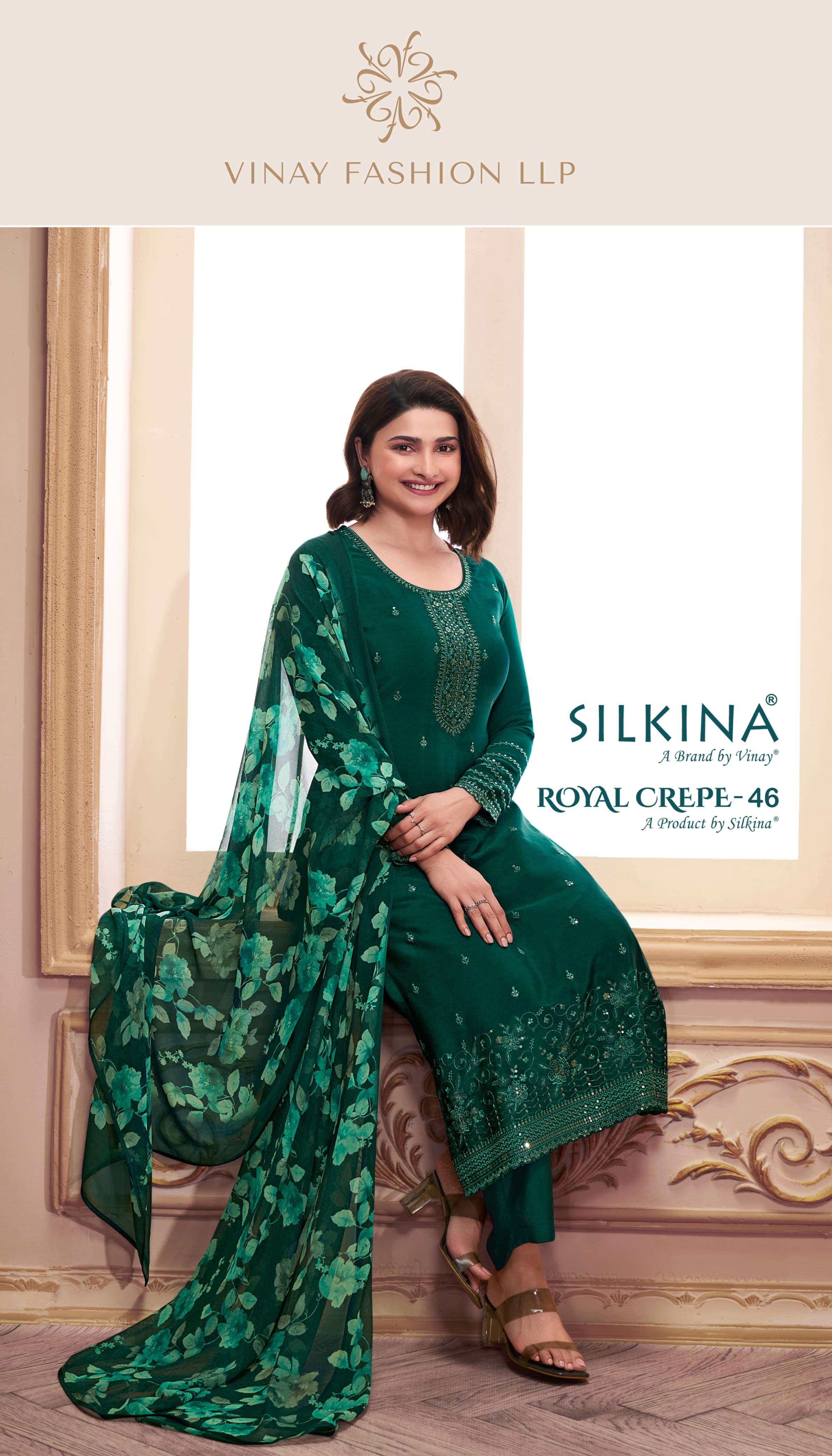 SILKINA ROYAL CREPE VOL-46 BY VINAY FASHION 68641 TO 68648 SERIES CREPE WORK DRESSES