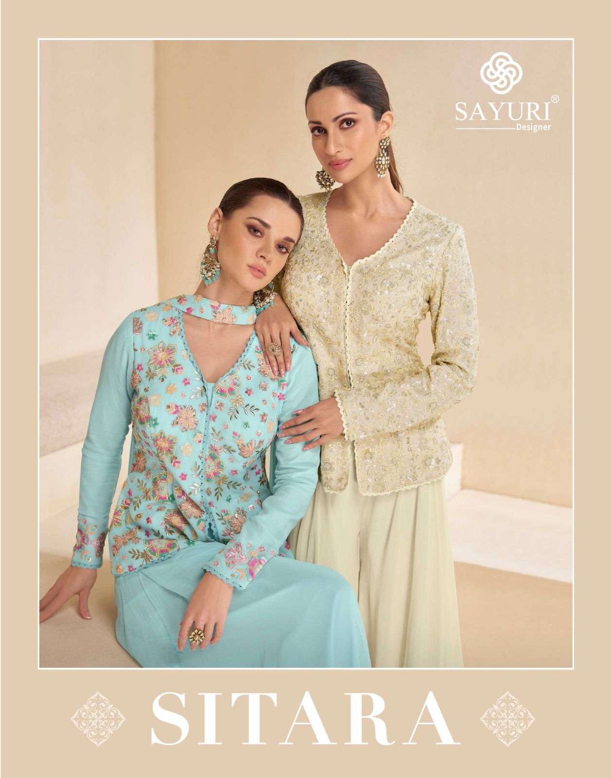 SITARA BY SAYURI 5495 TO 5498 SERIES REAL GEORGETTE EMBROIDERY WORK READYMADE DRESSES