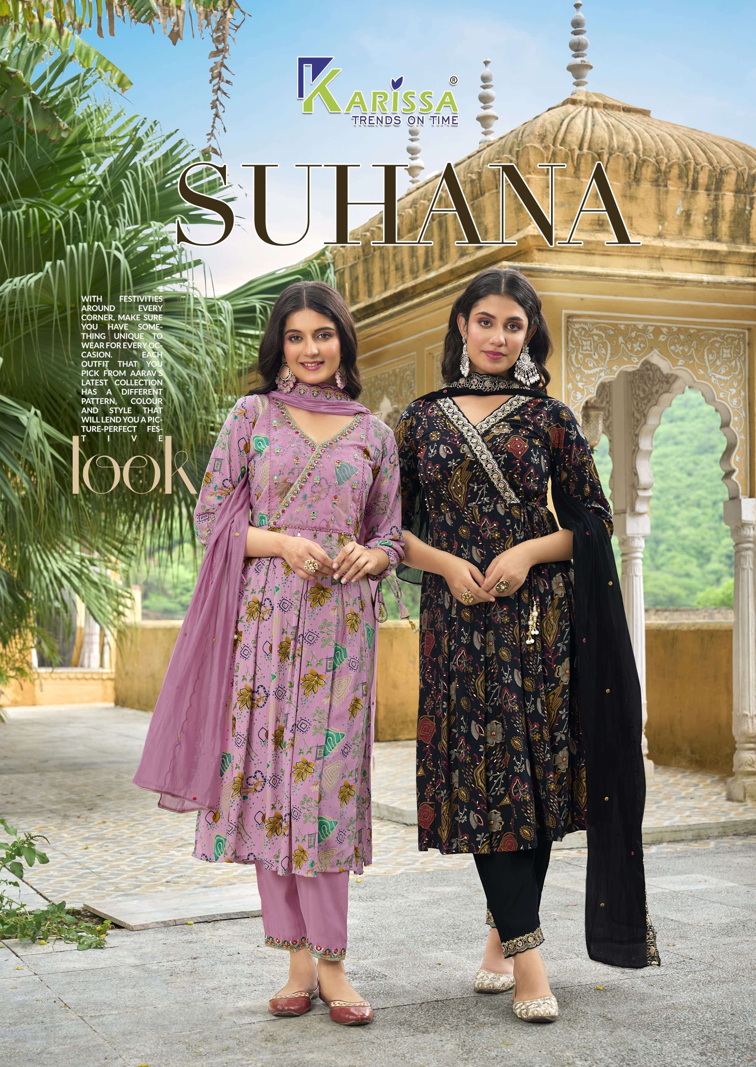 SUHANA BY KARISSA 1001 TO 1004 SERIES VISCOSE SILK EMBROIDERY WORK READYMADE DRESSES