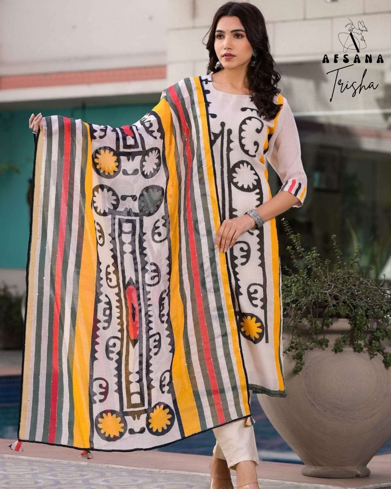 TRISHA BY AFSANA MUSLIN PRINT HAND WORK READYAMDE DRESS