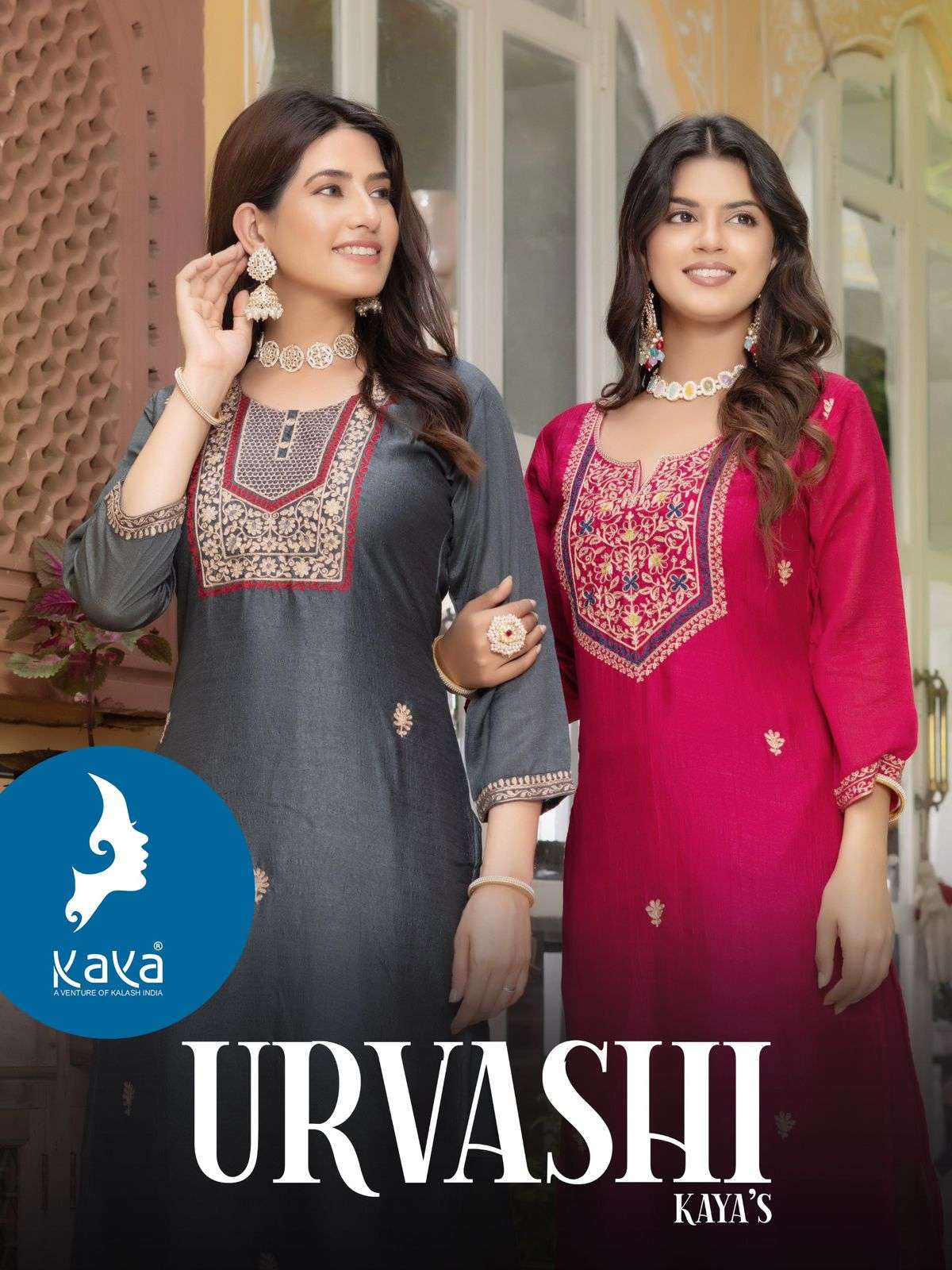 URVASHI BY KAYA 01 TO 08 SERIES VICHITRA SILK EMBROIDERY WORK KURTIS